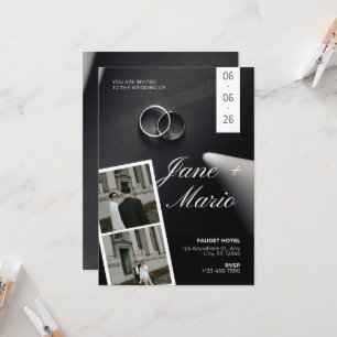 Modern Black and White Photo Film Strip Wedding In Invitation