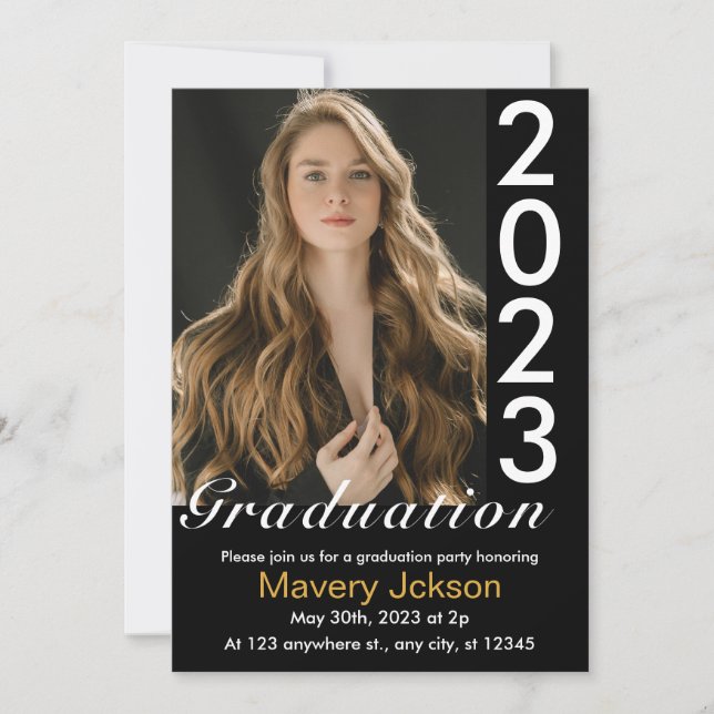 Modern Black and White Photo Graduation  Invitatio Invitation (Front)