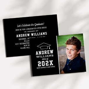 Modern Black and White Photo Graduation Party Invitation