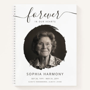 Modern Black and White Photo Memorial Funeral Notebook