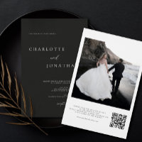 Modern Black and White Photo QR Code Wedding