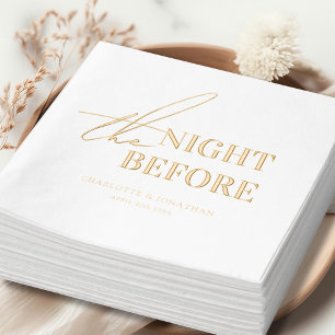 Modern Black and White Photo Rehearsal Dinner Foil Napkins