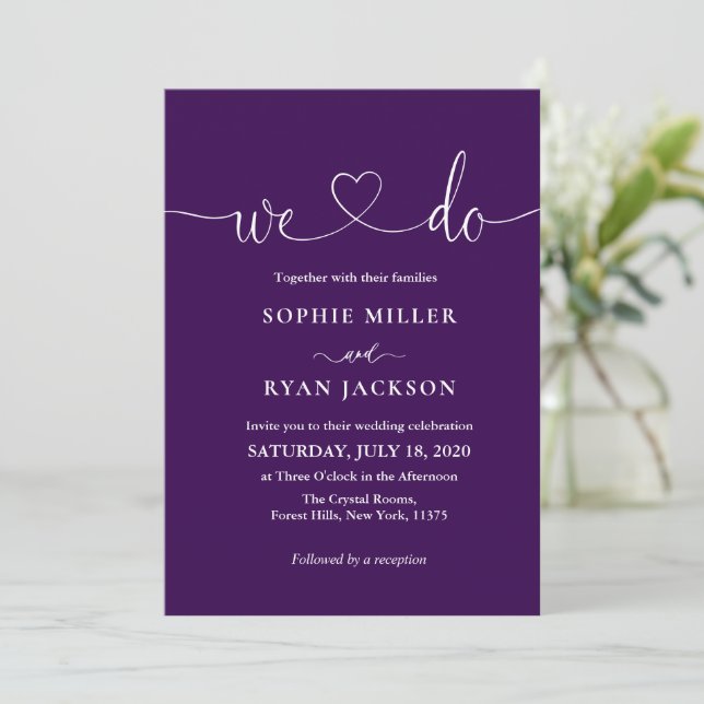Modern black and white Photo Wedding Invitation (Standing Front)