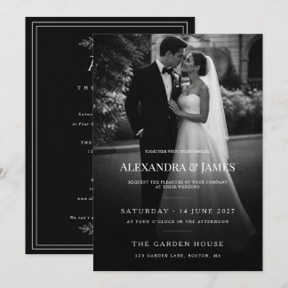 Modern Black and White Photo Wedding Invitation