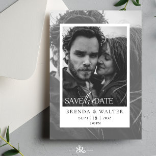 Modern Black and White Photo Wedding Invitation