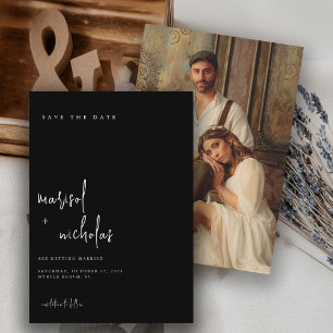 Modern Black and White Photo Wedding  Save The Date