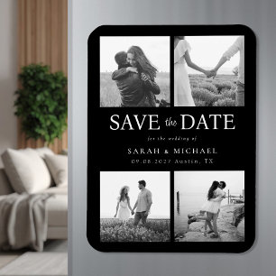 Modern Black and White Photo Wedding Save the Date Magnet