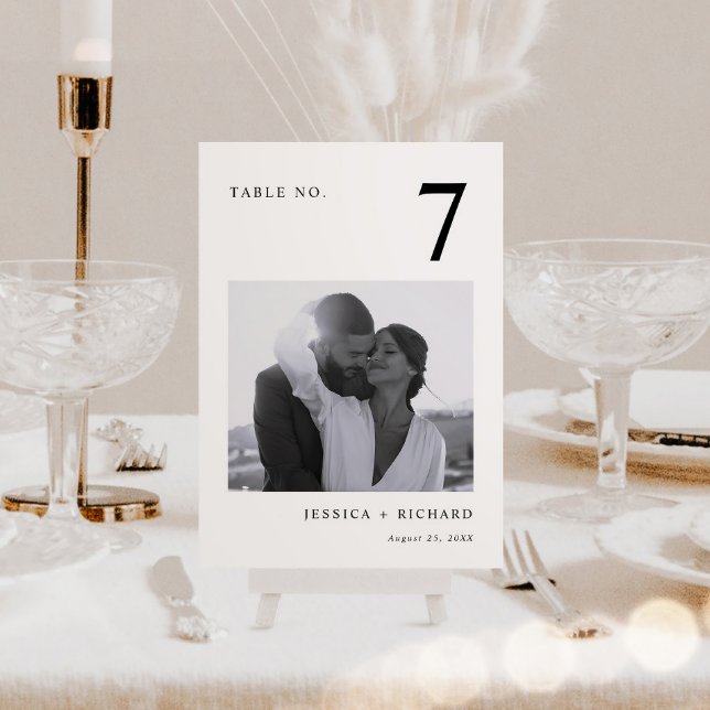Modern Black and White Photo Wedding Table Number (Creator Uploaded)
