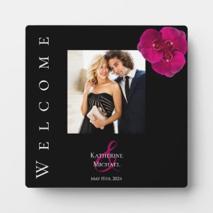 Modern Black and White-Photo Wedding-Table Sign- Plaque