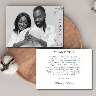 Modern Black and white photo wedding Thank You Card