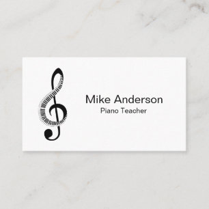 Modern Black and White Piano Teacher Business Card