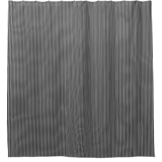 Modern Black and White Pin Stripes Shower Curtain (Front)