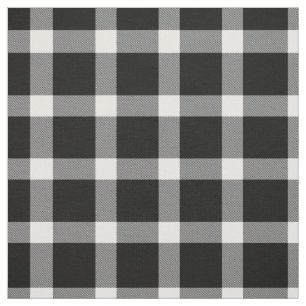 Modern Black and White Plaid Tartan Pattern Fabric