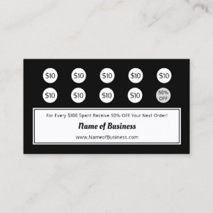 Modern Black and White Plain Loyalty Rewards Card