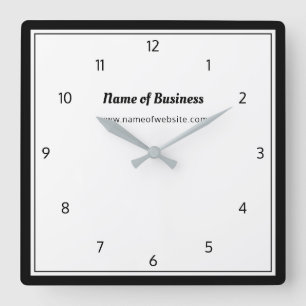 Modern Black and White Plain Simple With Numbers Square Wall Clock
