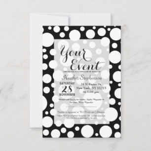 Modern Black and White Polka Dot Pattern Invitation