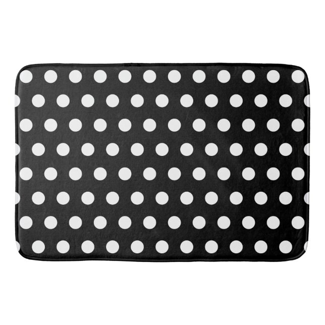 Modern Black and White Polka Dots Bath Mat (Front)