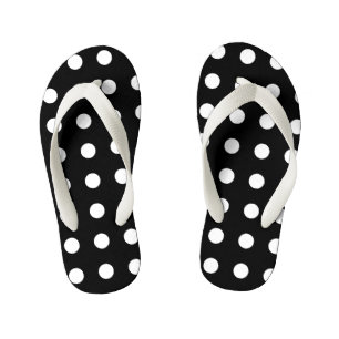 Modern Black and White Polka Dots Kid's Thongs