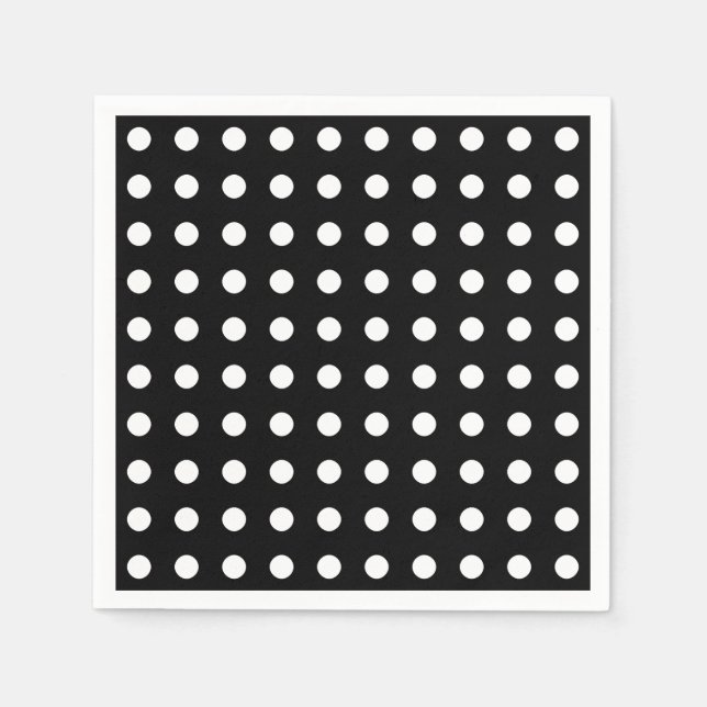 Modern black and white polka dots party napkin (Front)