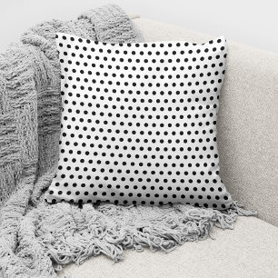 Modern Black And White Polka Dots Pattern Cushion