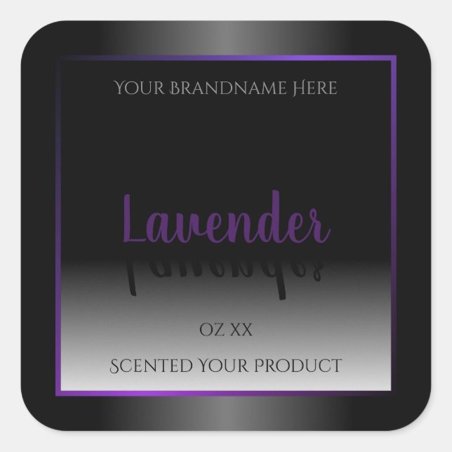Modern Black and White Product Labels Purple Frame (Front)