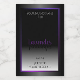 Modern Black and White Product Labels Purple Frame