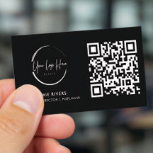 Modern Black and White QR Code Business Card