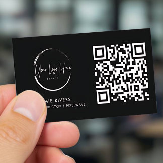 Modern Black and White QR Code Business Card
