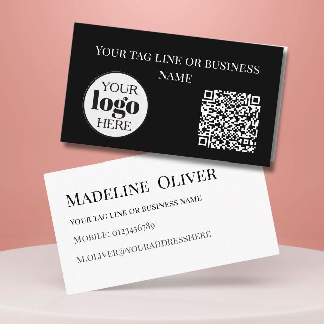 Modern Black and White QR Code Business Card with  (Creator Uploaded)
