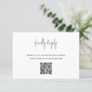 Modern Black and White QR Code Chic Wedding RSVP Card