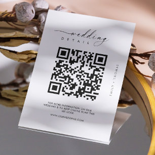 Modern Black and White QR Code Wedding Enclosure Card