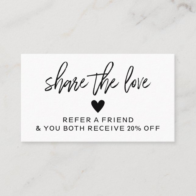 Modern Black and White Refer A Friend Card (Front)