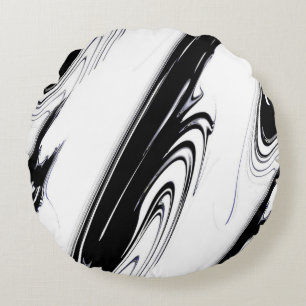 Modern Black and White Round Cushion