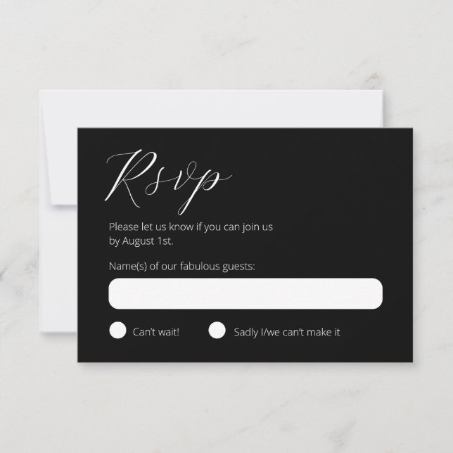 Modern Black and White RSVP card (Front)