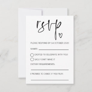 Modern Black and White RSVP Please Respond Card