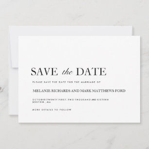 Modern Black and White Save The Date Announcements