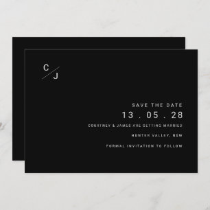 Modern black and white save the date invitation