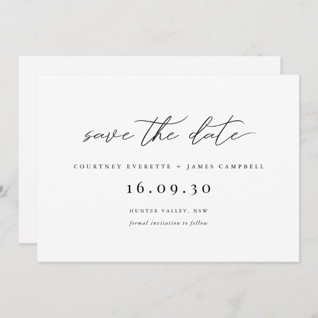 Modern black and white save the date invitation (Front/Back)