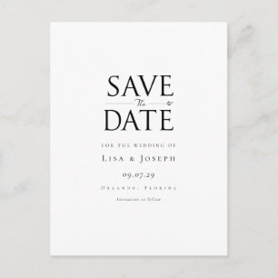Modern Black and White Save the Date Postcard