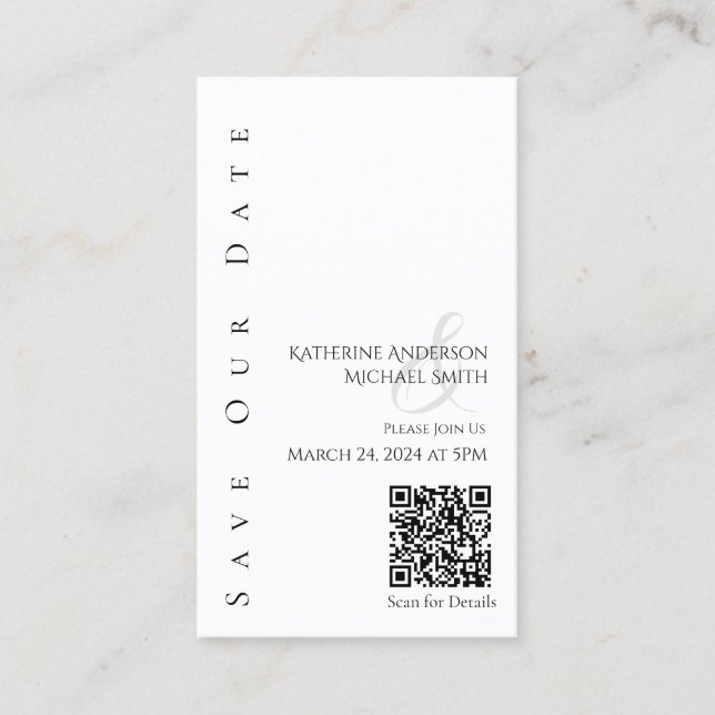 Modern Black and white-Save the Date-QR code- Business Card (Front)