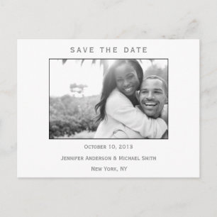 Modern Black and White Save the Date Wedding Announcement Postcard