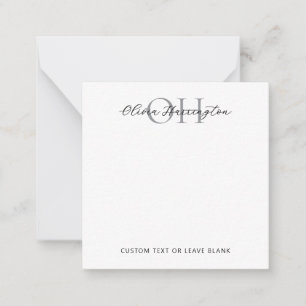 Modern Black and White Script Classic Square Card