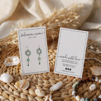 Modern black and white script earring display card