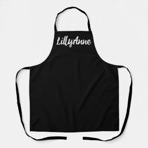 Modern Black And White Script Personalized Womens Apron