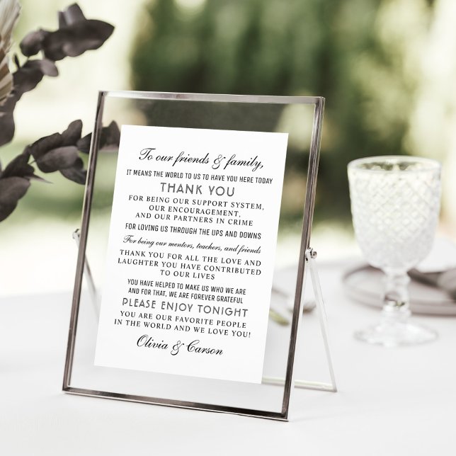Modern Black and White Script Wedding Guest Thank You Card (Creator Uploaded)