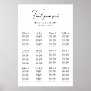 Modern Black and white Seating Chart