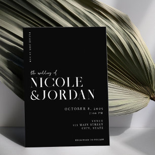 Modern Black and White Simple Chic Wedding Invitation