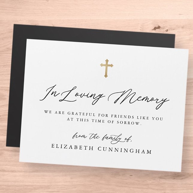 Modern Black and White Simple Faux Cross Memorial (Creator Uploaded)