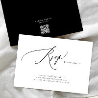 Modern Black and White Simple QR Code Wedding