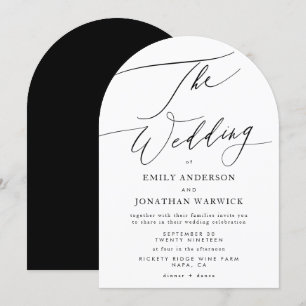 Modern Black and White Simple Wedding Arch Invitation